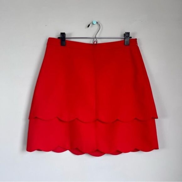 CeCe by Cynthia Steffens Scalloped Hem Mini Skirt in Red - 10 - Picture 2 of 6